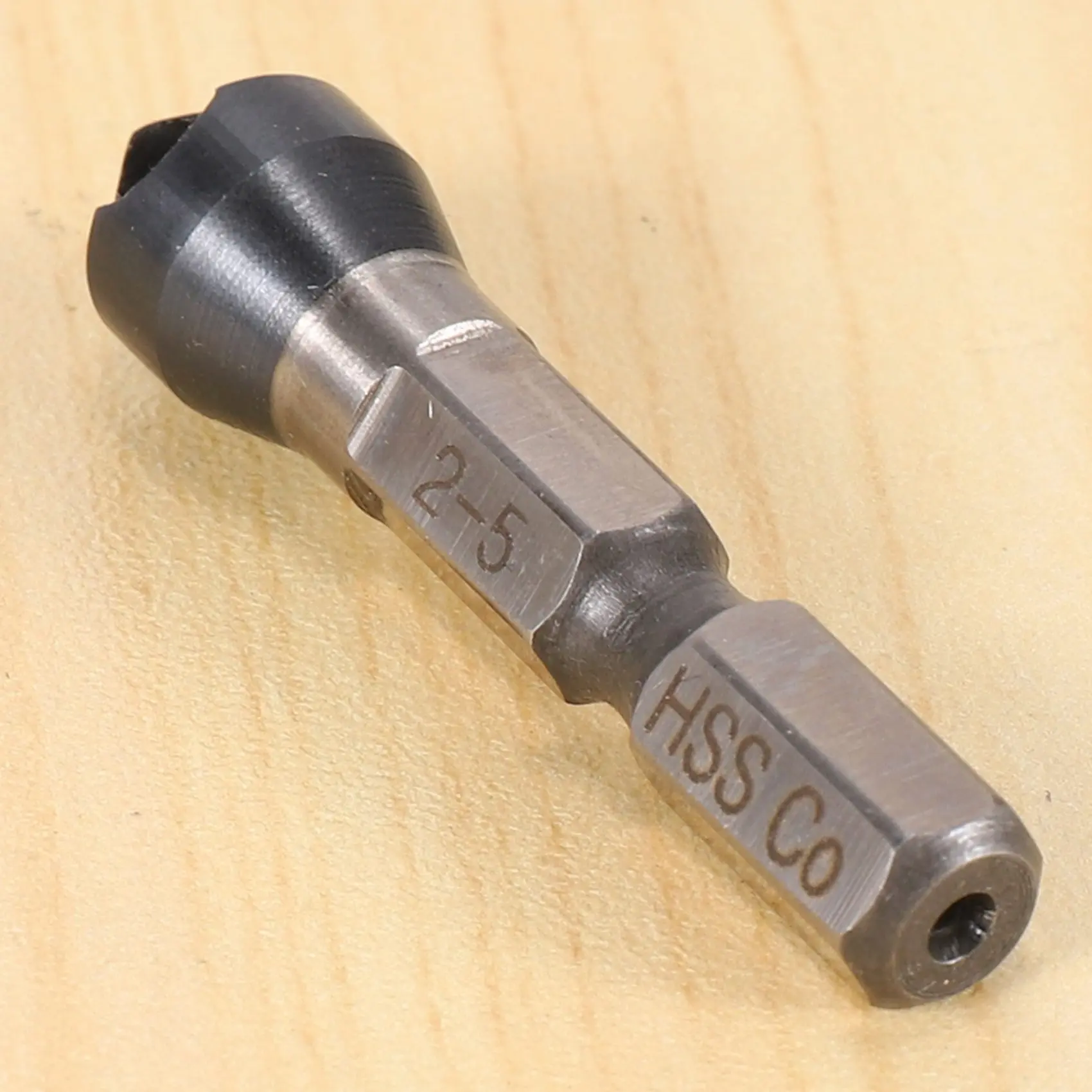 六角シャンクカウンターシンクドリルビット、コバルトバーリングファー、hrc89 tinコーティング、hss-co m35、2-5mm、1 "、4"