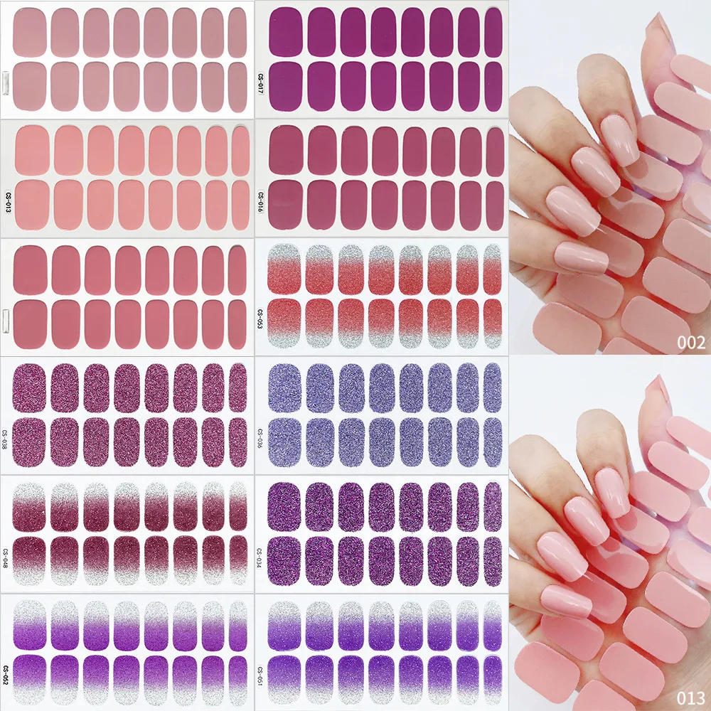 New  16Tips Full Cover Gradient Nail Stickers Multi Color Self Adhesive Slider No Need Uv Lamp Cured Press on Nail Nail Decora