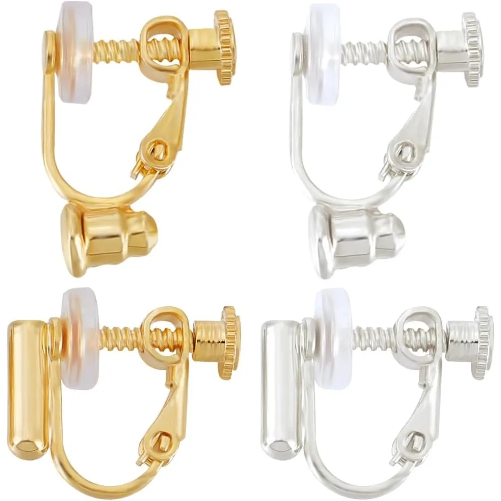 16Pcs Screw Clip-on Earring Converter 18K Gold Plated & 925 Sterling Silver 2 Style Screw Non-pierced Making making kit