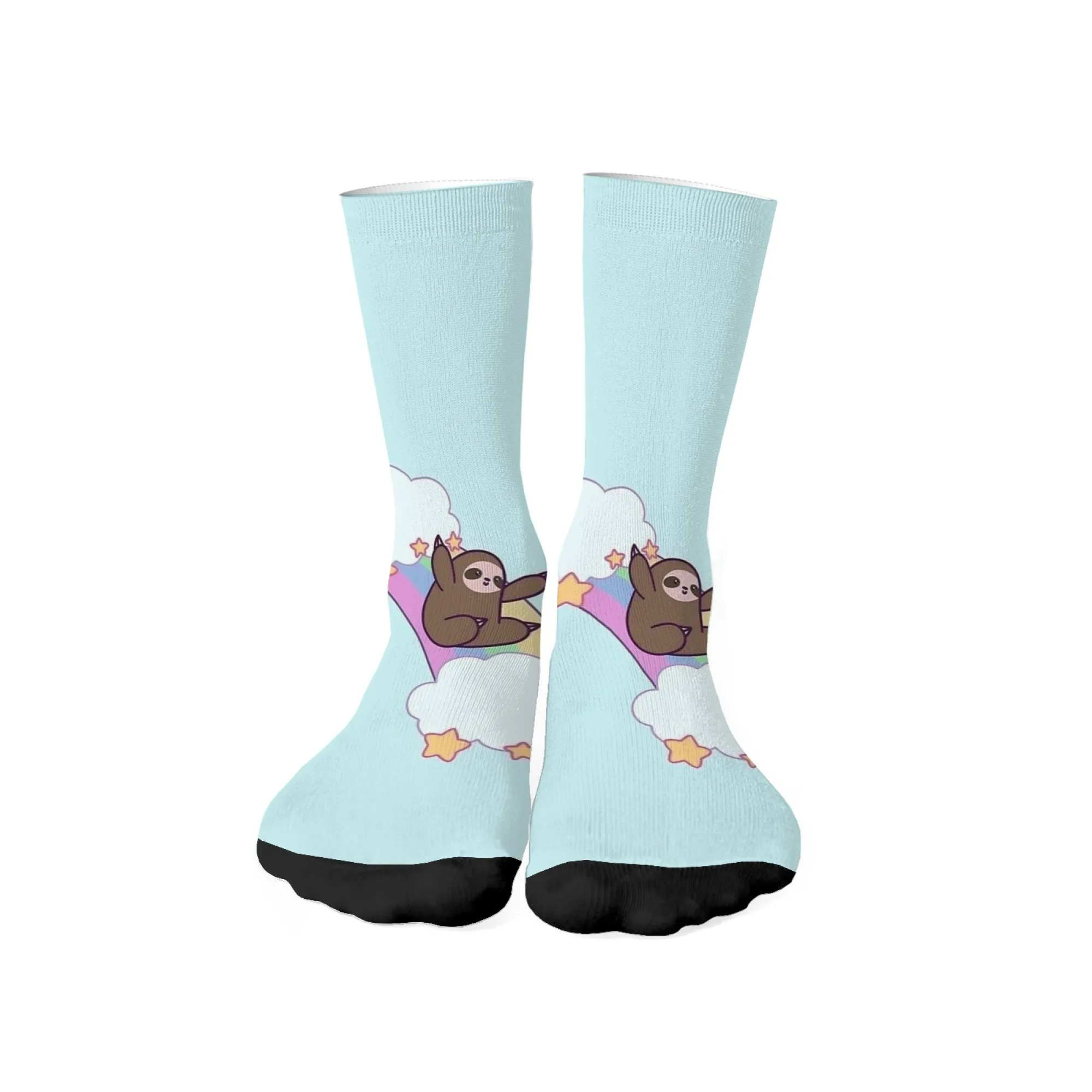 جوارب لطيفة على شكل قلب دافئ بألوان قوس قزح باللون الأزرق الفاتح بتصميم غريب الأطوار للملابس غير الرسمية وأنماط Kawaii ملابس منزلية مثالية