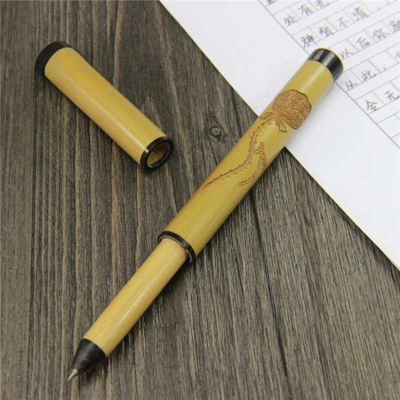 

Шариковая ручка из нефрита и бамбука ручной работы, коллекционные письменные гелевые ручки, офисные школьные милые канцелярские принадлежности и чехол для ручки в подарок
