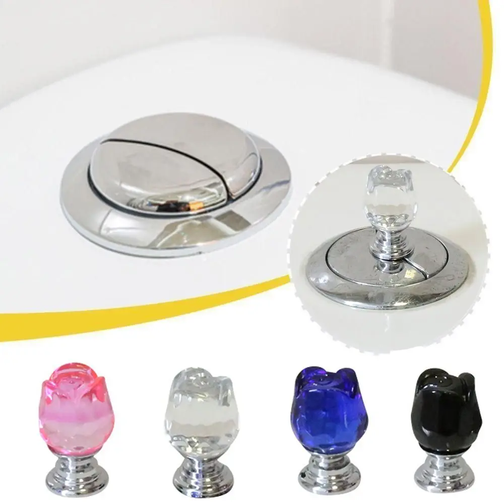 Creative Crystal Rose Flower Toilet Tank Button Universal Labor-saving Toilet Flush Button Cabinet Drawer Knob Toilet