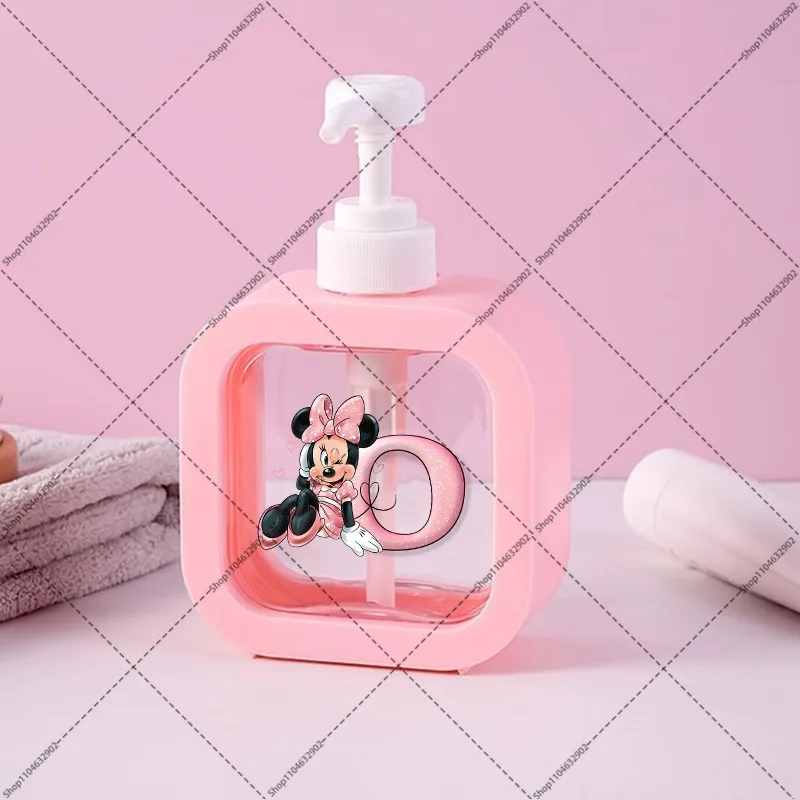 Botol Pembersih Tangan Minnie Mickey Mouse 300Ml Aksesori Kamar Mandi Botol Dispenser Sampo Lucu Cetak Grafis Anime Kartun