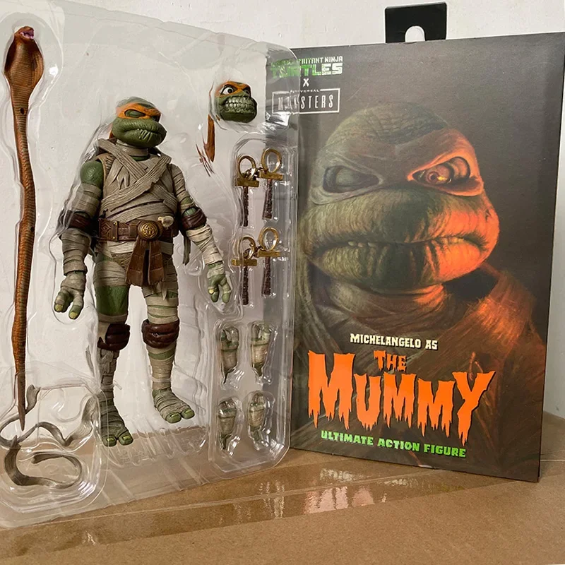 NECA Teenage Mutant Ninja Turtles Global Monster Mummy Turtle Michelangelo 7-inch Mobile Action Figure Model Toys Collection