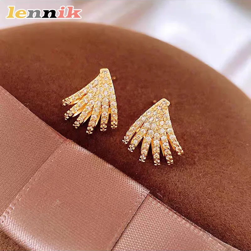 LENNIK مزاج فاخر عالي الجودة مع أقراط نسائية مرصعة بالزركون الصغير، أقراط متعددة الاستخدامات، أقراط عصرية جديدة