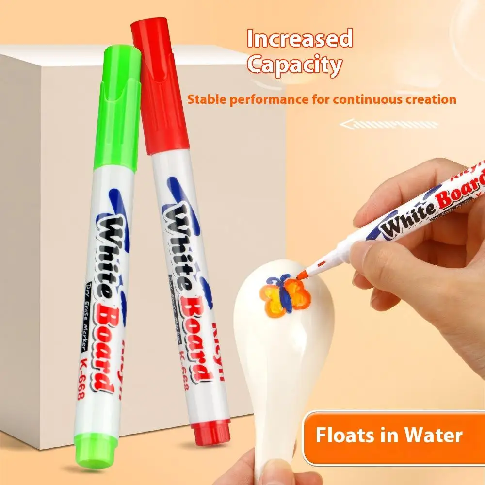8/12 Colors Floating Whiteboard Marker Water Floating Drawing Pen Dry Erase Marker Water Transfer Marker DIY Art Creation