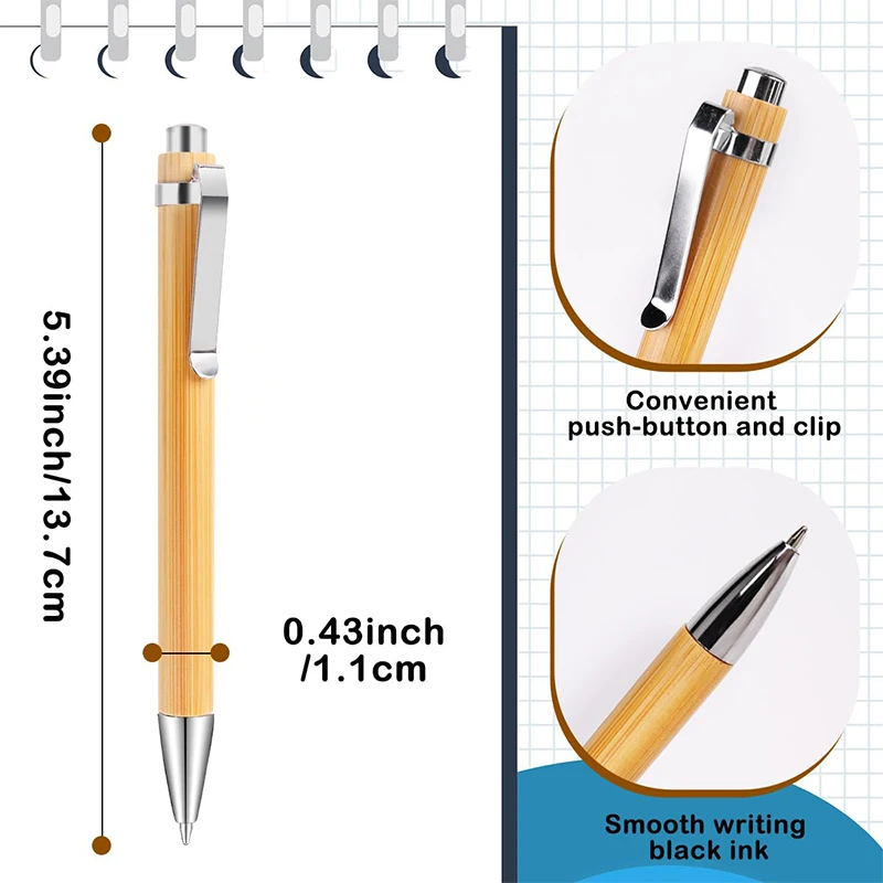 10-100Pcs Bamboo Wood Recycle Ballpoint Pens