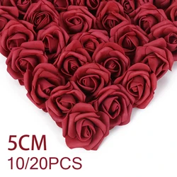 25pcs Red Artificial Flower Fake Foam Rose Head for Birthday Party Home Wedding Centerpiece Mother's Day Valentine's Day Gift