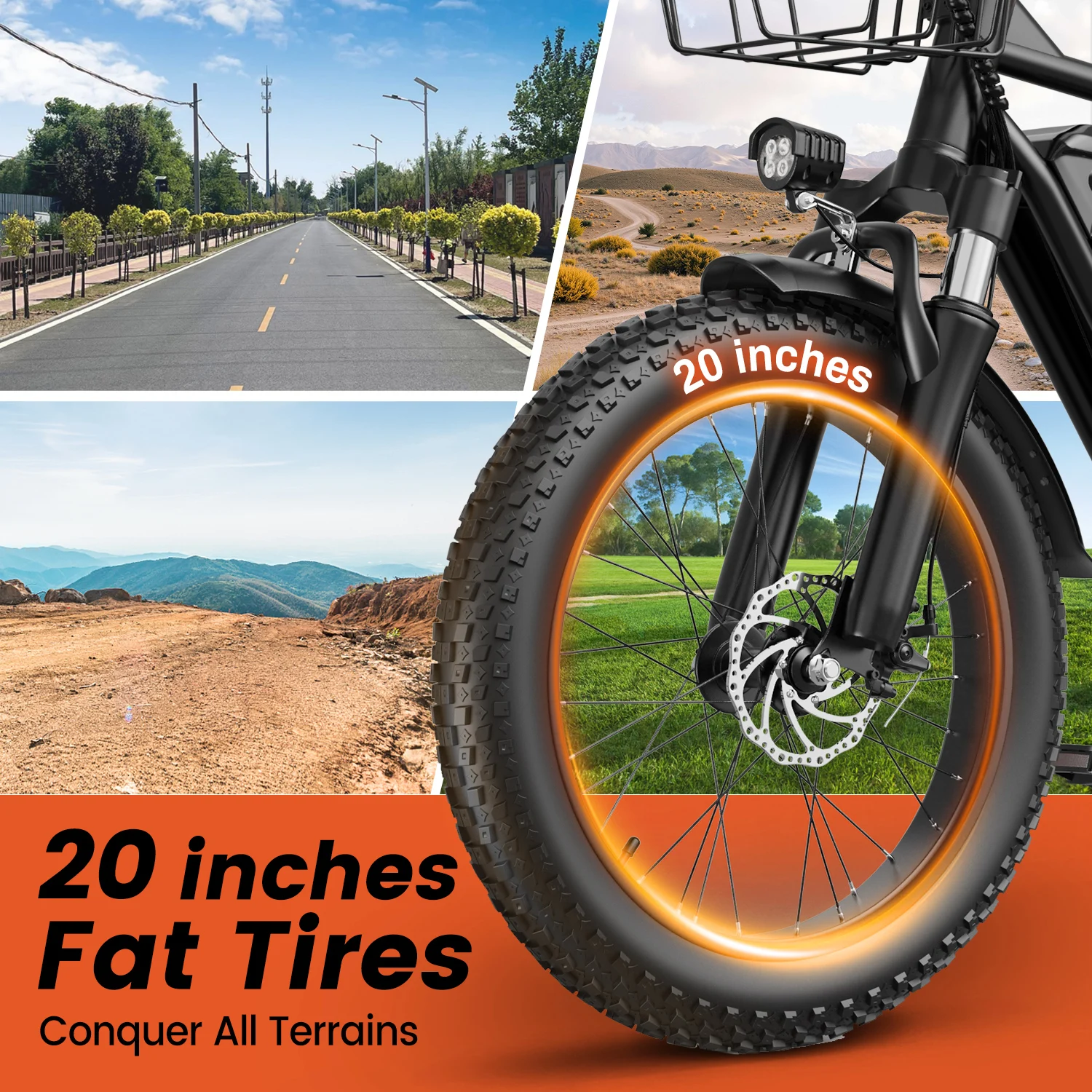 KICKWEY LD20 Electric Bicycle 1500W 48V 20AH 250W Electric Road Bike Double Seat for Women And Kids 20x3.0 Fat Tire Snow E-Bike for Adults image 7