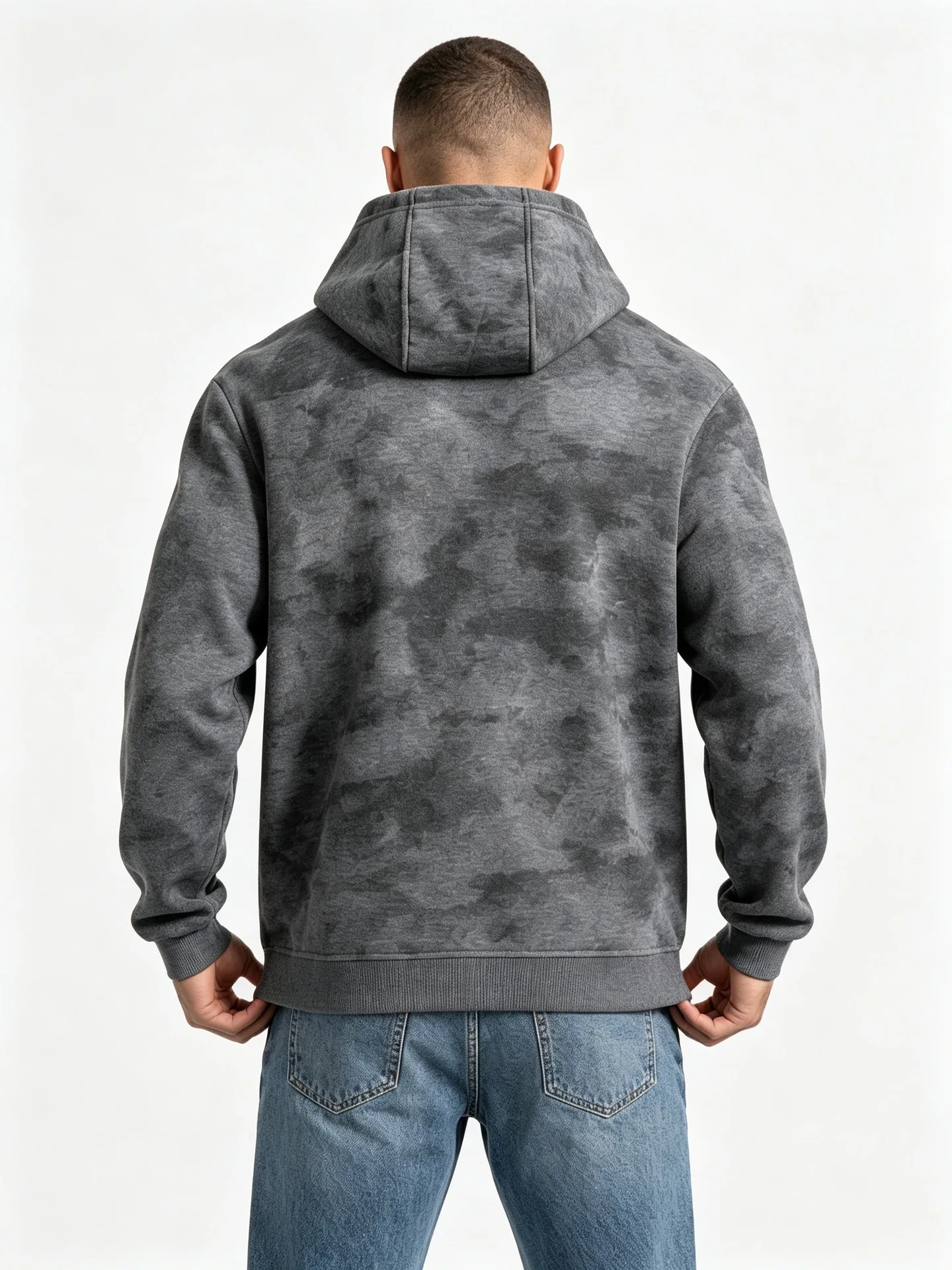 Men Tie Dye Zip Up Hoodie Heavyweight Full Zip Hooded Sweatshirt European High Street Loose Streetwear Autumn Casual Outerwear J
