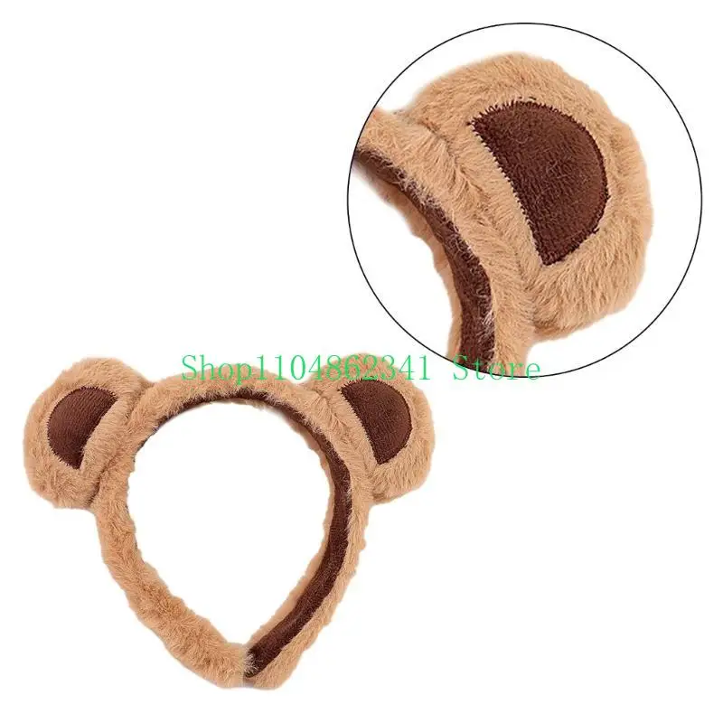 

652F Plush Little Bear Headbands Furry Cartoon Animal Ears Hair Hoop Hair Accessories
