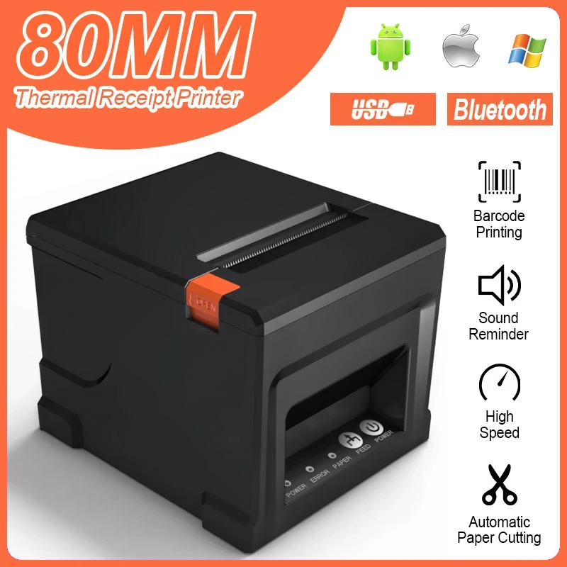 80mm Thermal Receipt Printer Multi-Functional Printers Machine Automatic Cutter Restaurant Kitchen POS WIFI Printer For Home