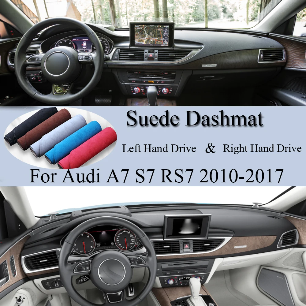 For Audi A7 2010 2011-2017 4G8 S7 RS7 S-line Suede Leather Dash Mat Dashboard Cover Pad Sunshade Dashmat Carpet Car Accessories