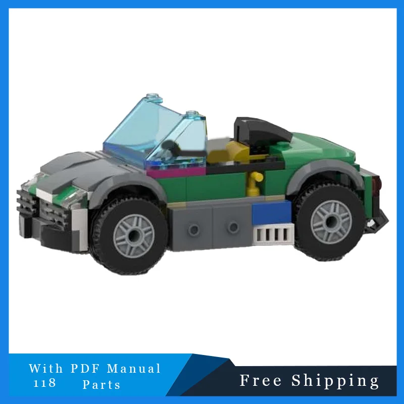 118PCS MOC 컴팩트 그린 머슬카 모듈형 블록 모델 어린이 교육 DIY 조립 장난감 크리스마스 생일 선물