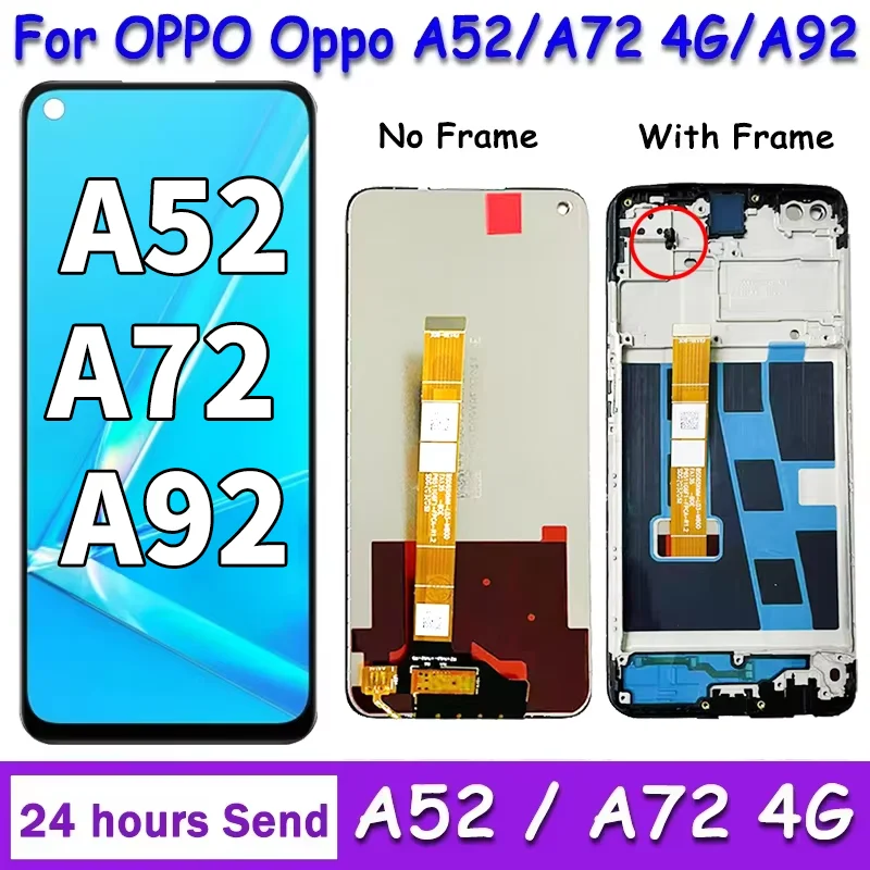 6.5"OEM for Oppo A72 A92 CPH2067 CPH2069 LCD Display with Frame Replacement+Touch Screen Digitizer,For Oppo A52 CPH2059 Display