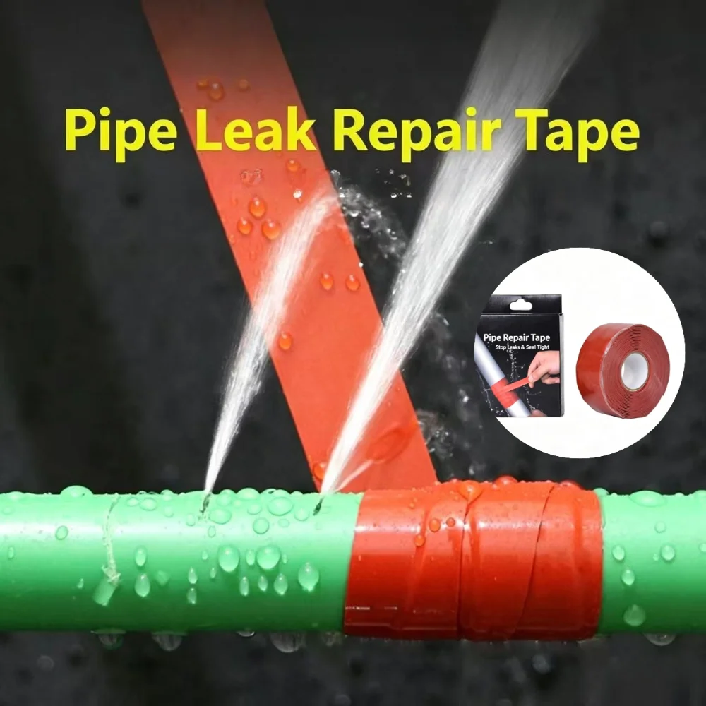 Self Amalgamating Silicone Pipe Repair Tape,Red, 0.98