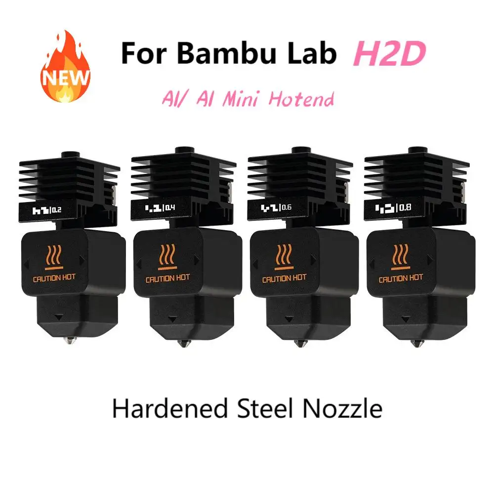 

H2D Hotend Kit для Bambu Lab H2d/A1/A1 Mini Fast Speed Hot End в сборе 0,2/0,4/0,6/0,8 мм сопло из закаленной стали, детали 3D-принтера