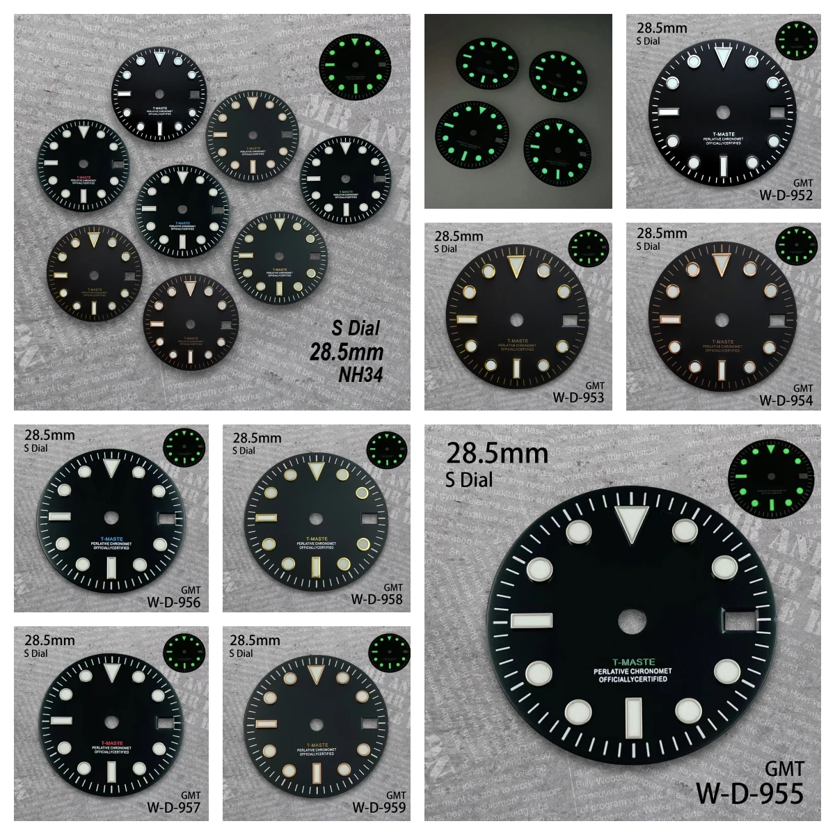 

28.5 mm S Logo GMT Dial Suitable For NH34 Japan Movement Green Luminous Black High Quality Watch Modification Accessories