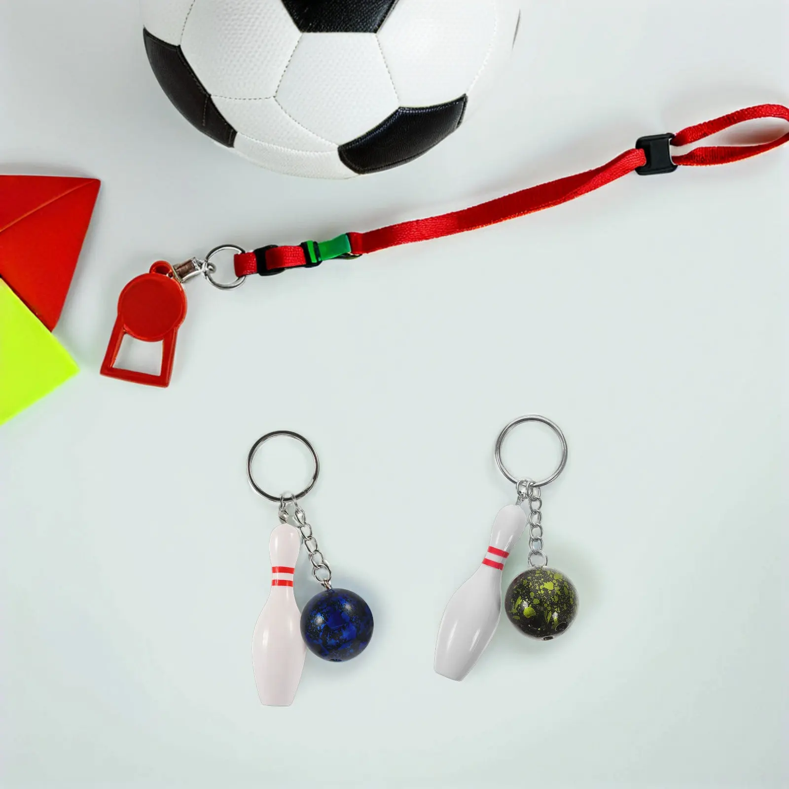 6Pcs Bowling Keychain Realistic Mini Bowling Ball Pin Pendant Creative Sports Key Ring Party Favor School Bag Car Keys Charm