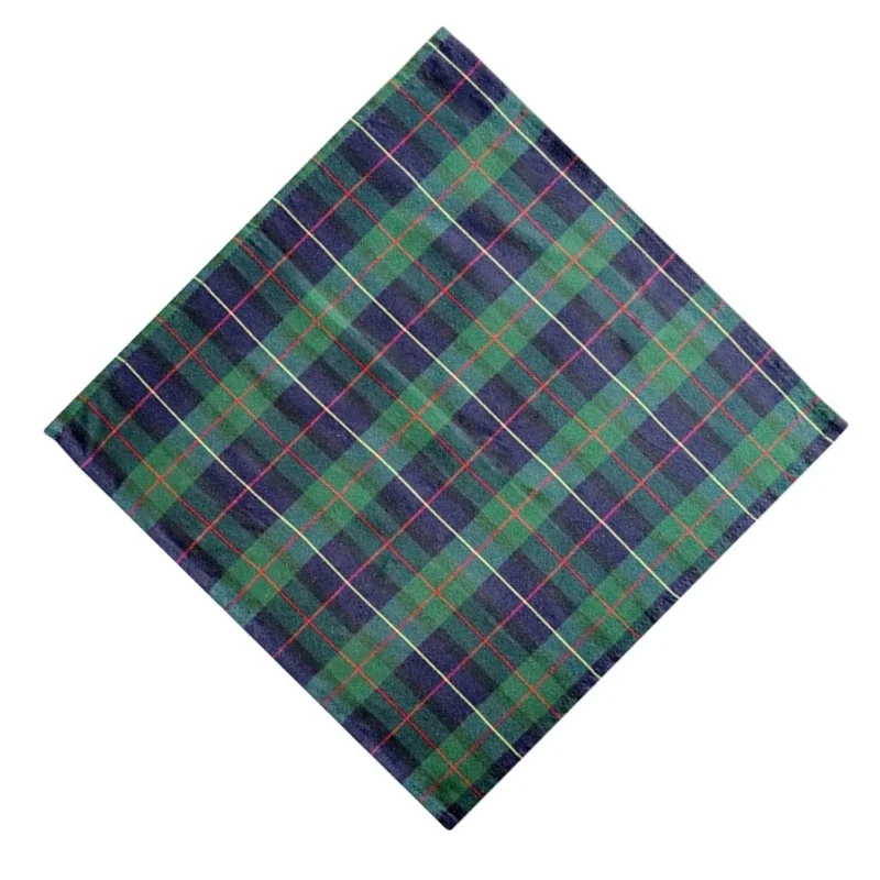 Large Cotton Table Napkins Dark Green Plaids, Absorbent Fabric for Dinner & Parties