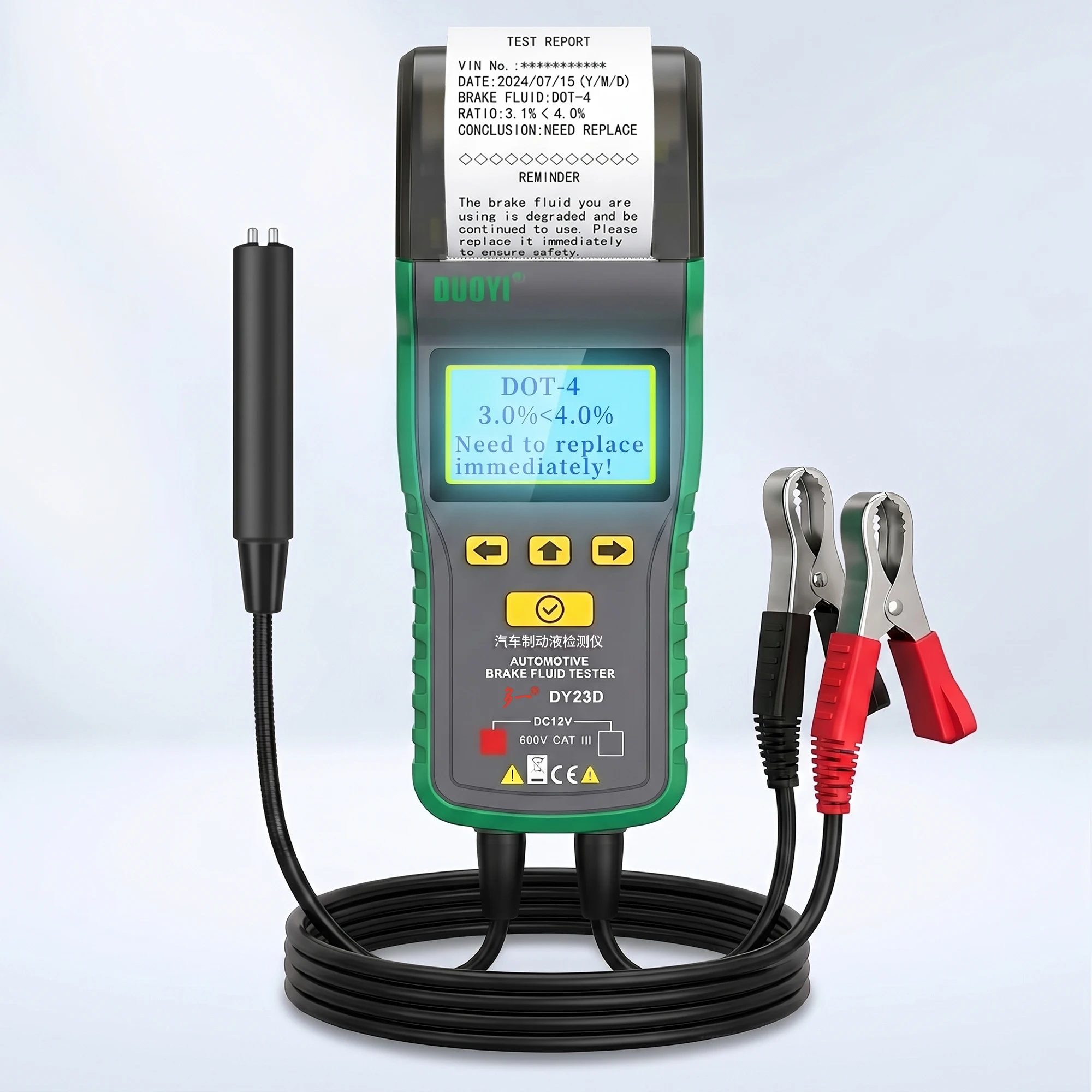 DUOYI DY23D Car Brake Fluid Tester for DOT3/ DOT4/ DOT5.1 Brake Fluid Meter LCD Display Printing Brake Fluid Oil Tester