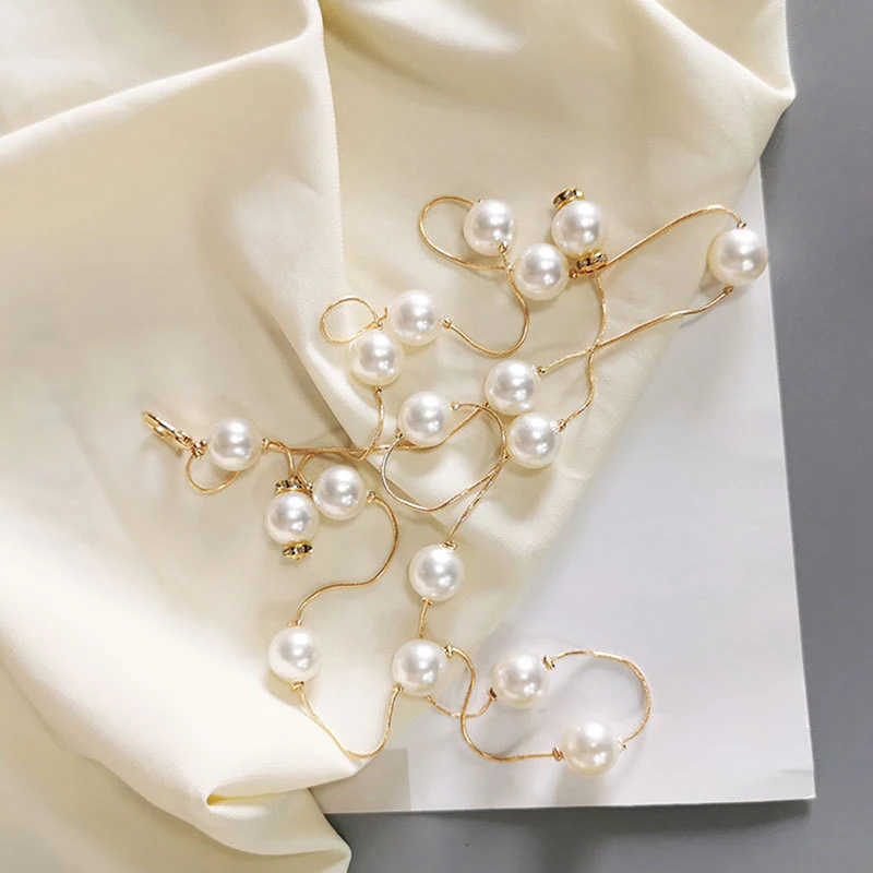 115cm For Ladies Dress Skinny Waistband Decorative Jewelry Elegant Pearl Women\'s Belt Simple Adjustable Metal Thin Chain Belt