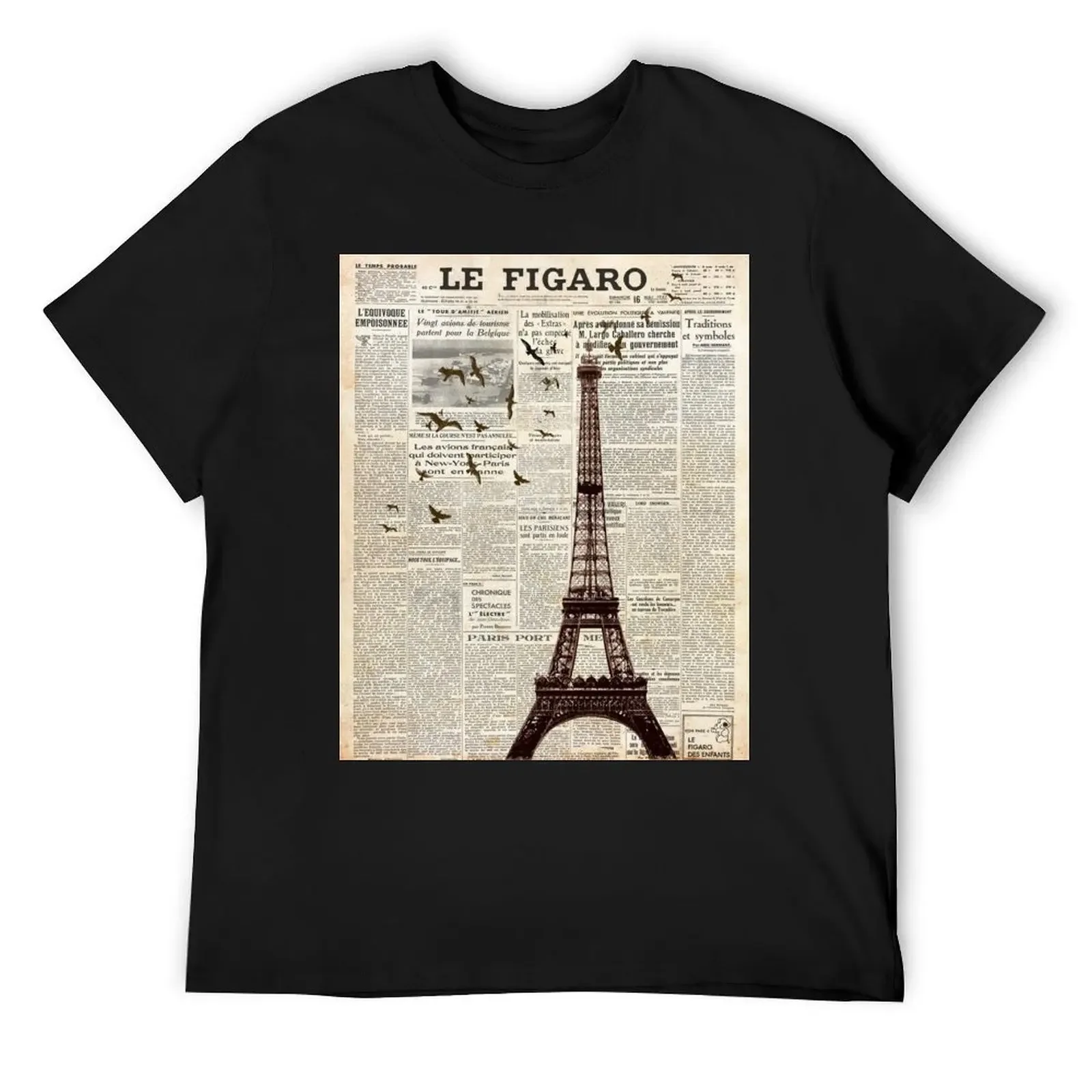 

Figaro Paris Newspaper T-Shirt vintage t shirts sports fans Short sleeve tee Blouse Men's clothing