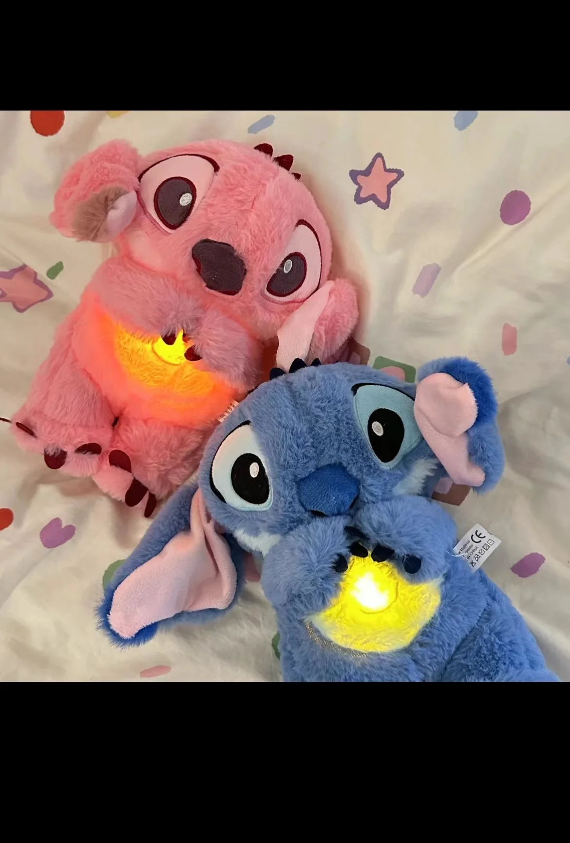 Kawaii Stitch Plush Doll Baby Sleeping Companion Sound Soothing Musical Kawaii With Air Bag and Light Doll Breathing Toys Gifts