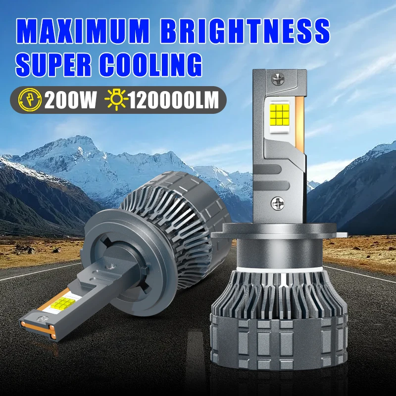 Carshark 120000LM H1 H7 LED Headlight Canbus 200W H4 H11 H8 H9 HB4 HB3 HIR2 9005 9006 9012 Auto Lamp 6000K 8090 K-CSP Car Lights