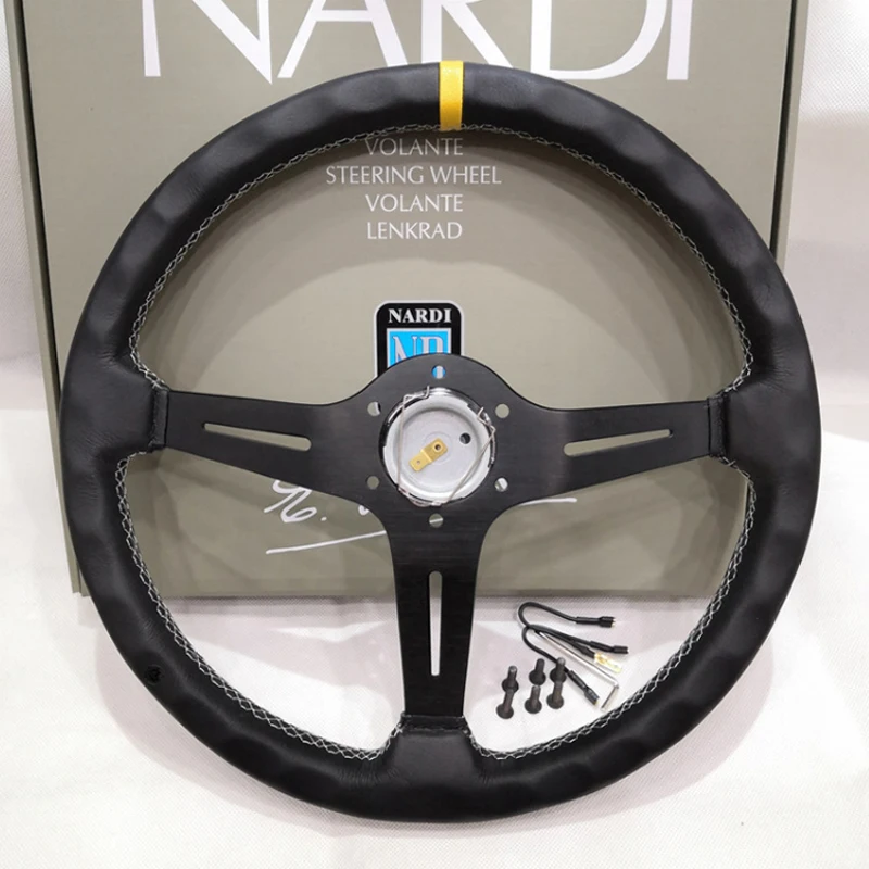 Car Racing Drift karting 380 mm Suede leather Steering Wheel  With Horn Button