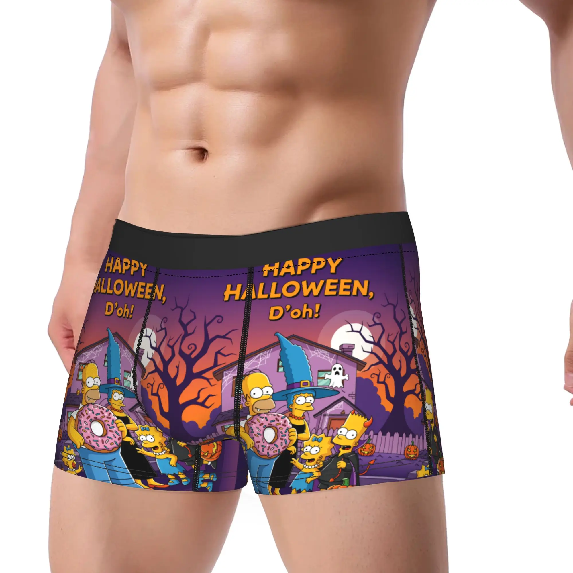 S-Simpsons Happy Halloween D'oh Family Underwear Male Shorts Briefs Novelty Boxer Shorts Quality Design Large Size Underpants