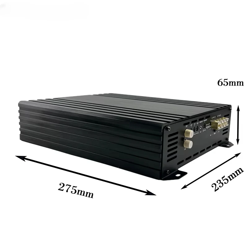 Brazilian Style 2-Ch Aluminum Monoblock Class D Subwoofer Amplifier Full Range SPL RMS Power 1200W*2@ 1Ω/850W*2@ 2Ω/500W*2@ 4Ω