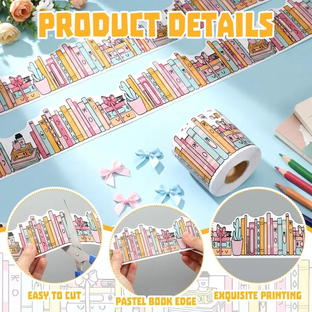 Self Adhesive Bulletin Board Border Sticker Cartoon Pattern Cuttable Wall Decor Trim Roll Design 10m/roll Learning Wall Sticker