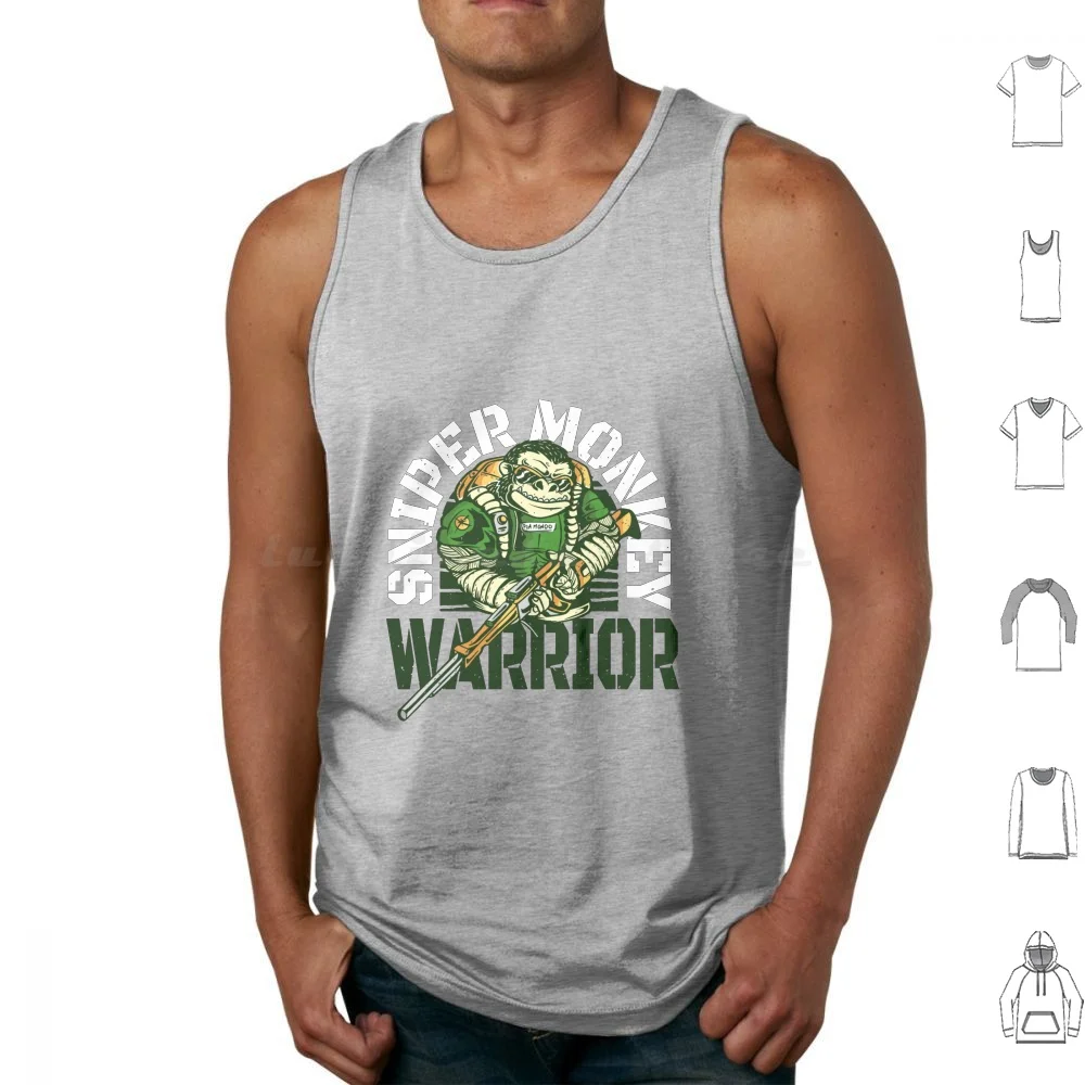 Sniper Monkey Tank Tops Print Cotton Sniper Monkey Christmas Horror Business Motorcycle Party Myth Festivals Homeland