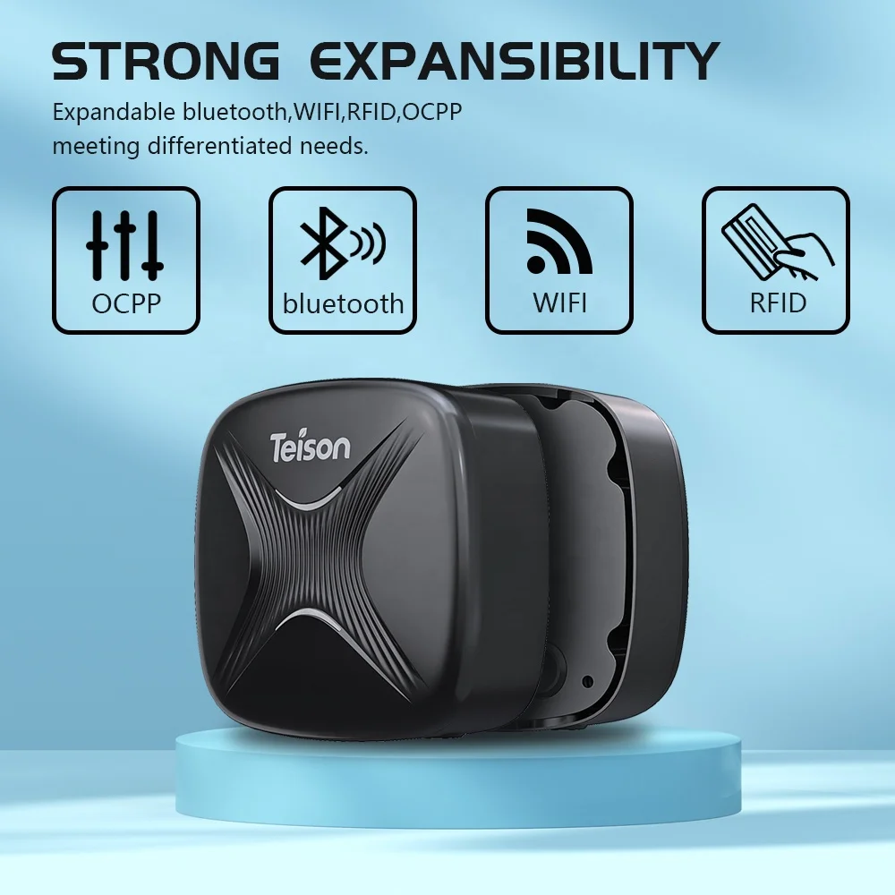 Teison Wholesale 7kw Ac Floor-mounted Wallbox  Type 2 Plug Mobile APP WIFI 4G OCPP Ev Charging Station