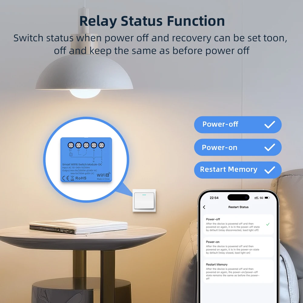 AVATTO Tuya WiFi 6 スマートドライコンタクトスイッチモジュール AC 100-240V ユニバーサルDIYブレーカーリレー Alexa、Google Home、Alice対応