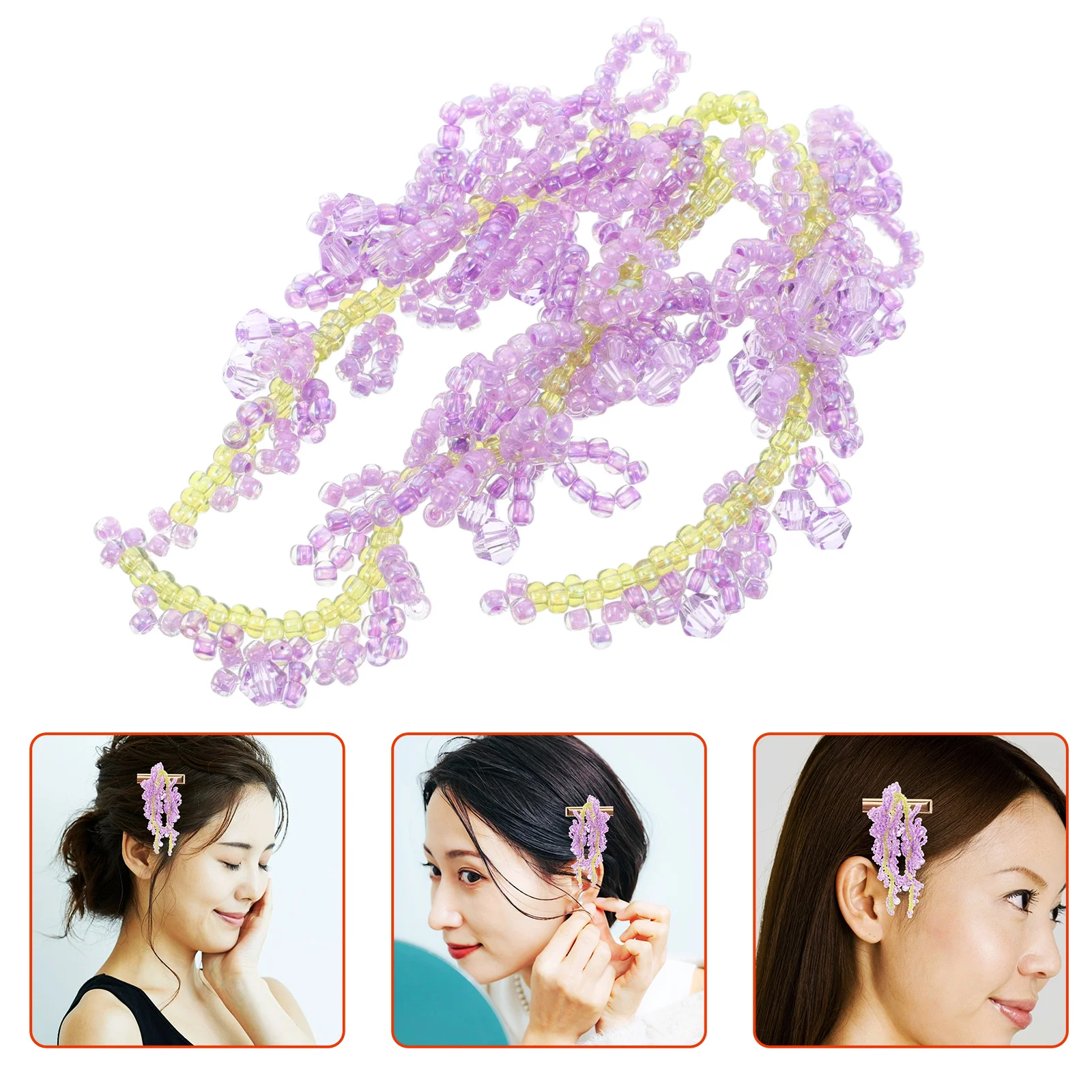 

Purple Wisteria Flower DIY Hair Accessories Kit Tassel Design Sturdy Glass Beads for Women Unique Hair Clips Earrings Bridal