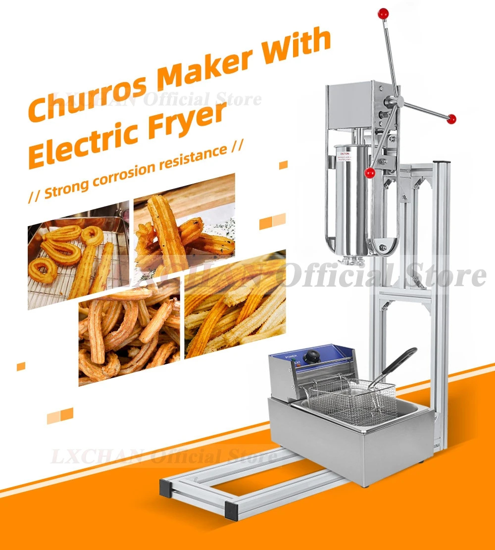 LXCHAN 5L Spanish Churros Maker HOUUROE Kinnerberry/Jizzy Fruit/Latin Fruit Machine Manual Churros Filler