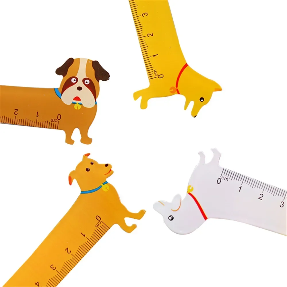 1 Pcs Kawaii Puppy Shape Ruler 15cm Math Measurement Drawing Tool Cute Learning Stationery Reading Bookmark Office Supplies