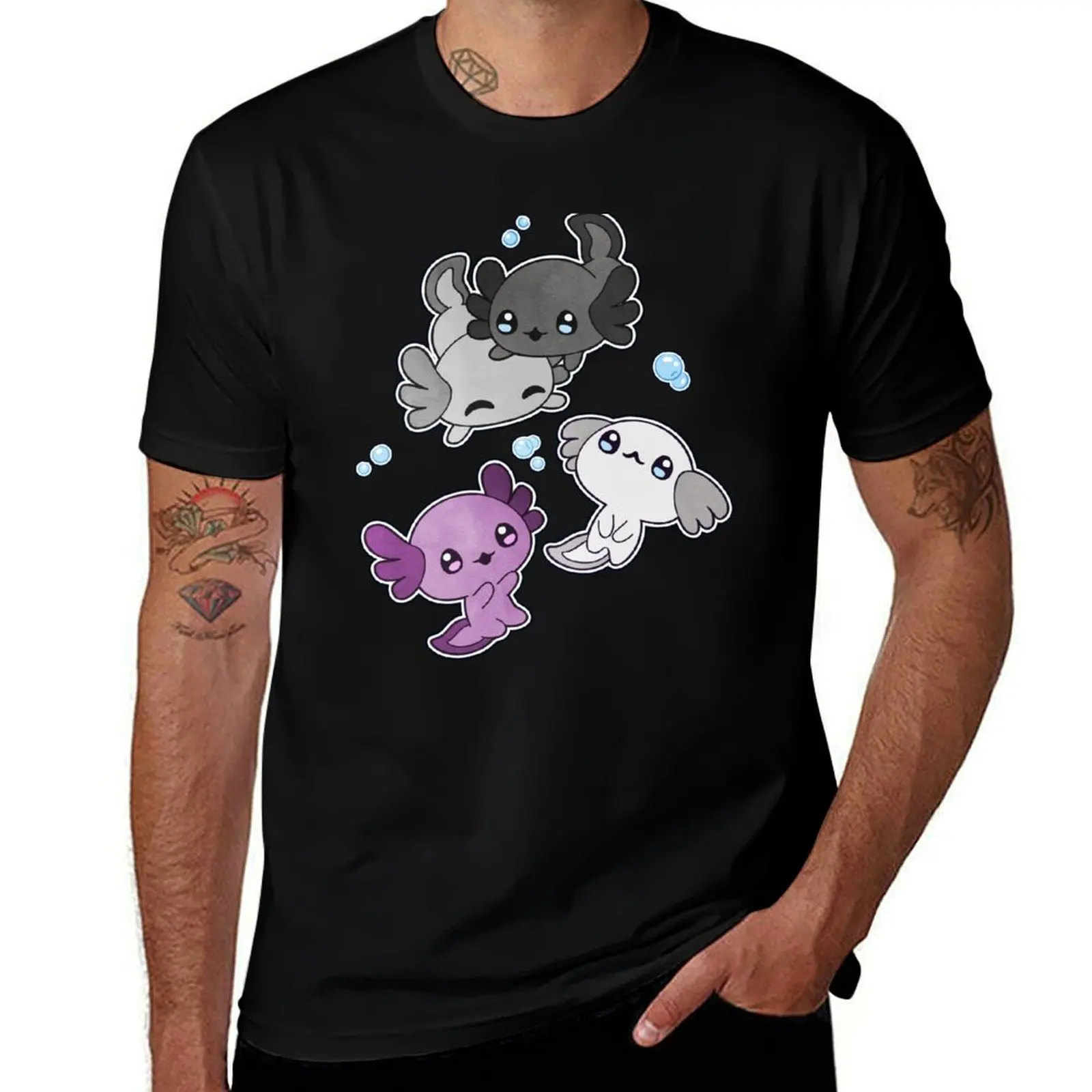 Camiseta Asexual Axolotl LGBT para hombre, camisa con bandera del orgullo, camisa esencial de archivo azul, camiseta vintage de verano