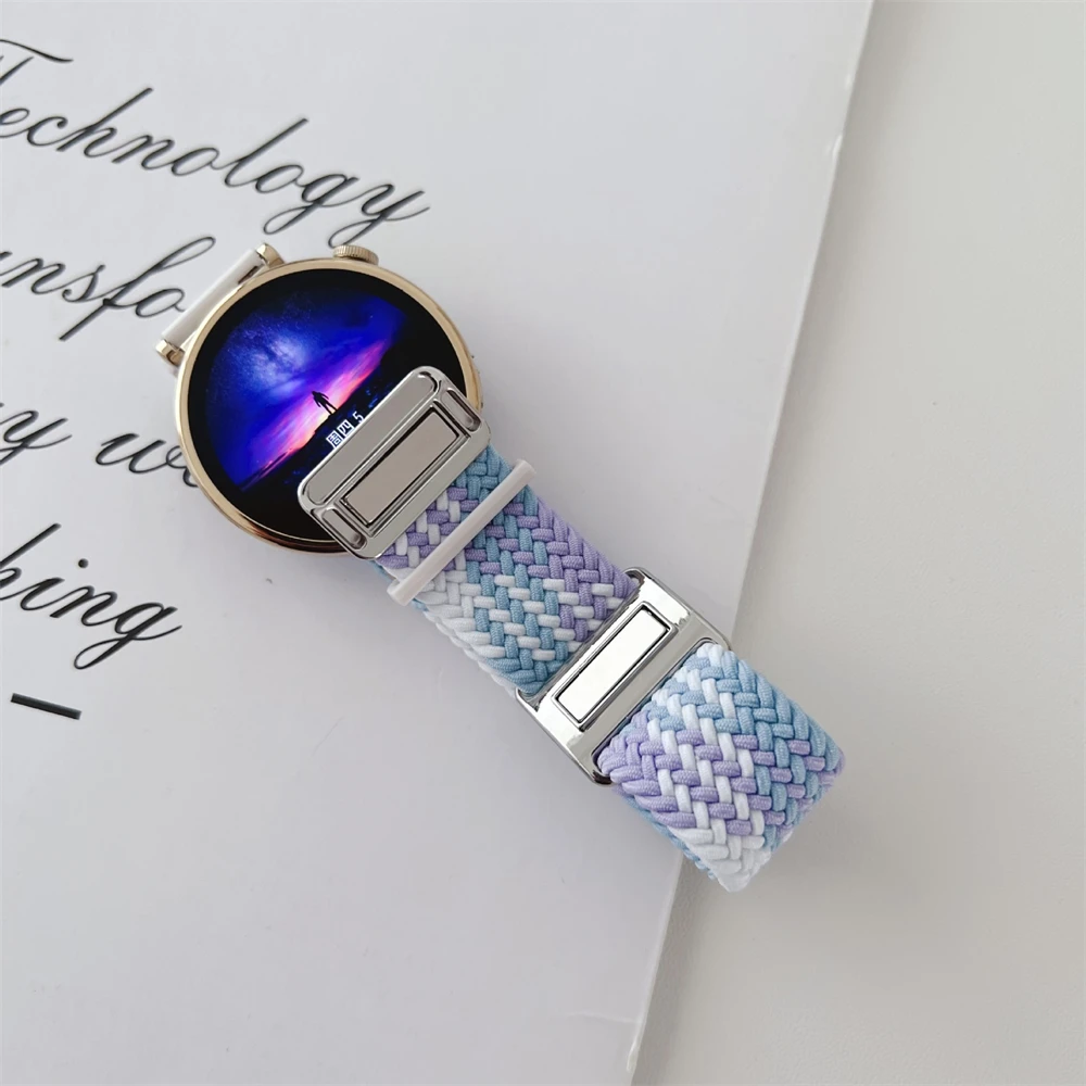 18mm nylon woven strap suitable for Huawei GT4 41mm magnetic buckle elastic loop sports breathable wristband