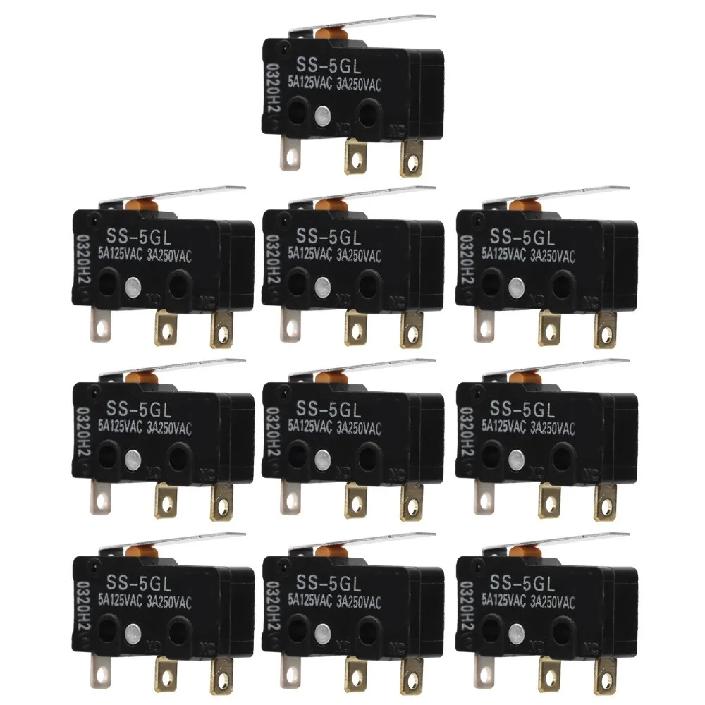 10Pcs Compact SS-5GL Limit Switch Microswitch Sensor Mini Switch Travel Switch for ENDSTOP RAMPS 1.4 SS‑5GL Mini Switches