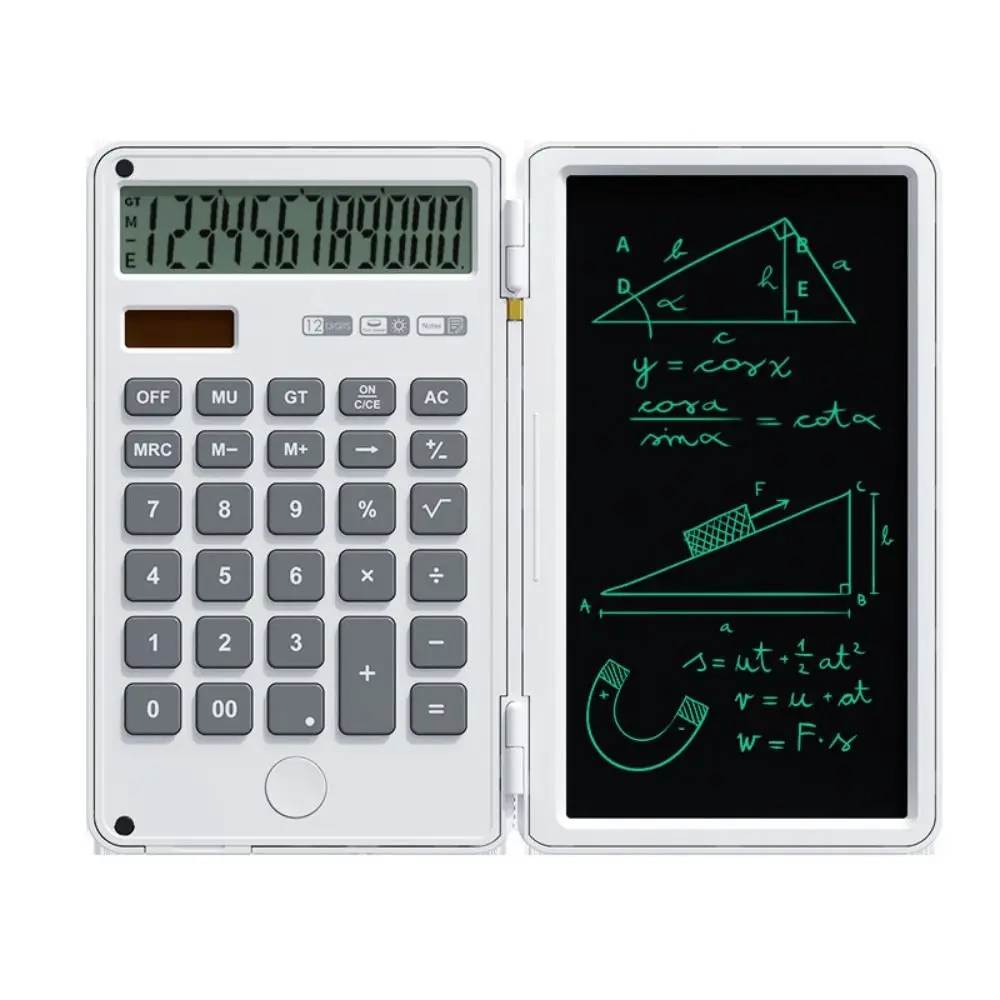 2in1 Scientific Calculator Large Screen Display Erasable Office LCD Drawing Pad Practical Foldable LCD Writing Board with Stylus
