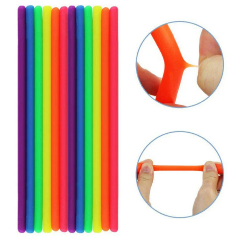 Colorful Soft Rubber Decompression Elastic Rope Toys Wholesale Children DIY Winding Pull Noodle Rope Toy Party Game Props Gifts