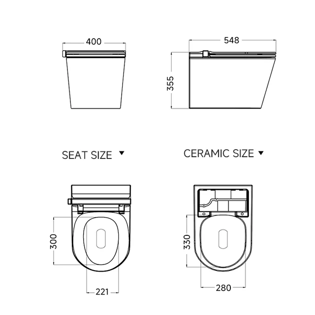 S005 Легкий умный современный стиль керамический туалет умные унитазы без оправы настенный унитаз белый бак для ванной комнаты