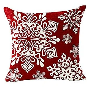 Frohe Weihnachtskissen -Kissenbedeckung, Kissenbedeckung, Schneeflocken, Rotbär, Leinen, Sofa zu Hause, 45x45 6 Hauptverkaufskissen CAPA 45x45 Leinen - №5