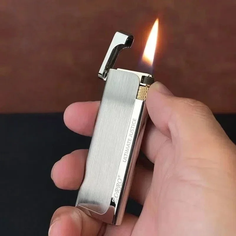 ZORRO Metall-Zink-Legierung, ultradünn, schlank, Schleifscheibe, seitlicher Slip, reines Kupfer, Butan-Gas-Feuerzeug, Raucherzubehör, Gadgets