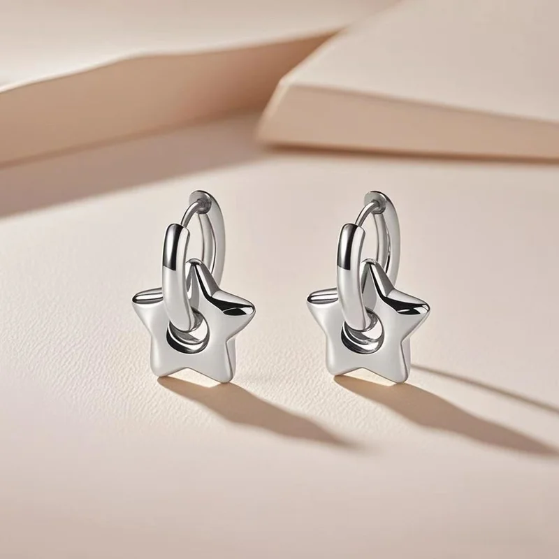 EVISPOL Punk Stainless Steel Huggie Hoop Earrings For Women Moon Star Heart-shaped Drop Earrings Cartilage Piercing Jewelry