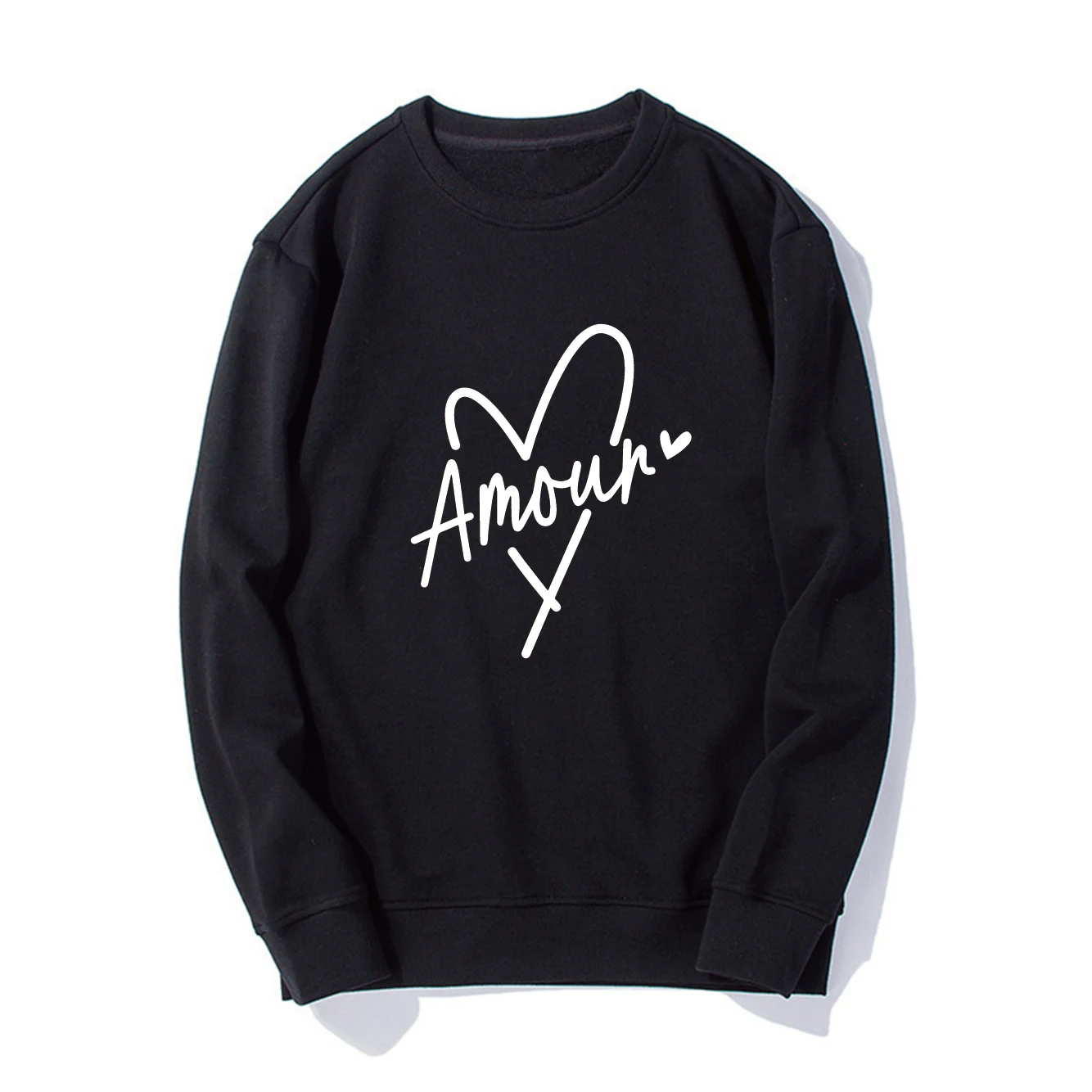 Amore Pattern Printed Unisex Sweatshirt Women's Spring Romantic Heart Pullover Unisex Jumper Relationship Anniversary Top Gift