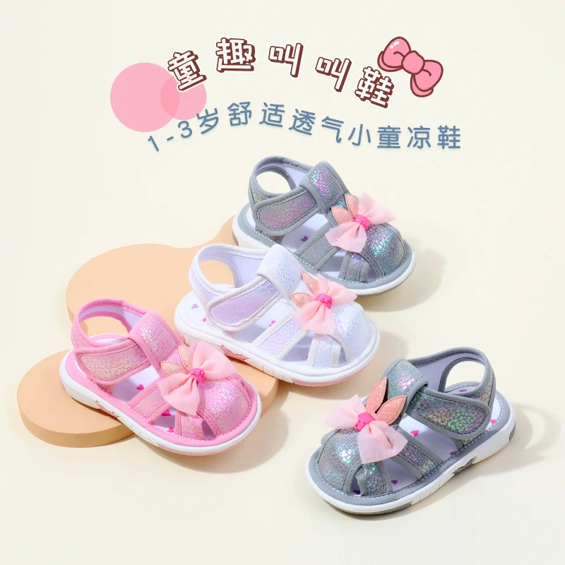 Baby Squeaky Shoes Summer Sandal High Quality Funny Toddler Sound Prewalking Sneaker Cute Butterfly-Bowknot for Kid Girls MY2401